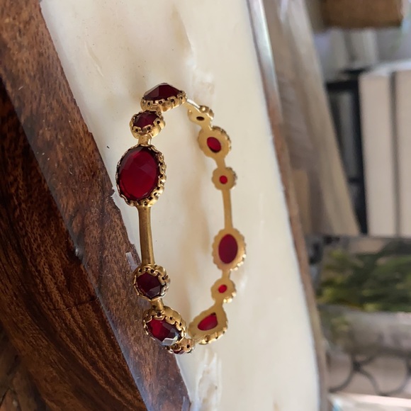 Gold bracelet w ruby color stones - Picture 3 of 3